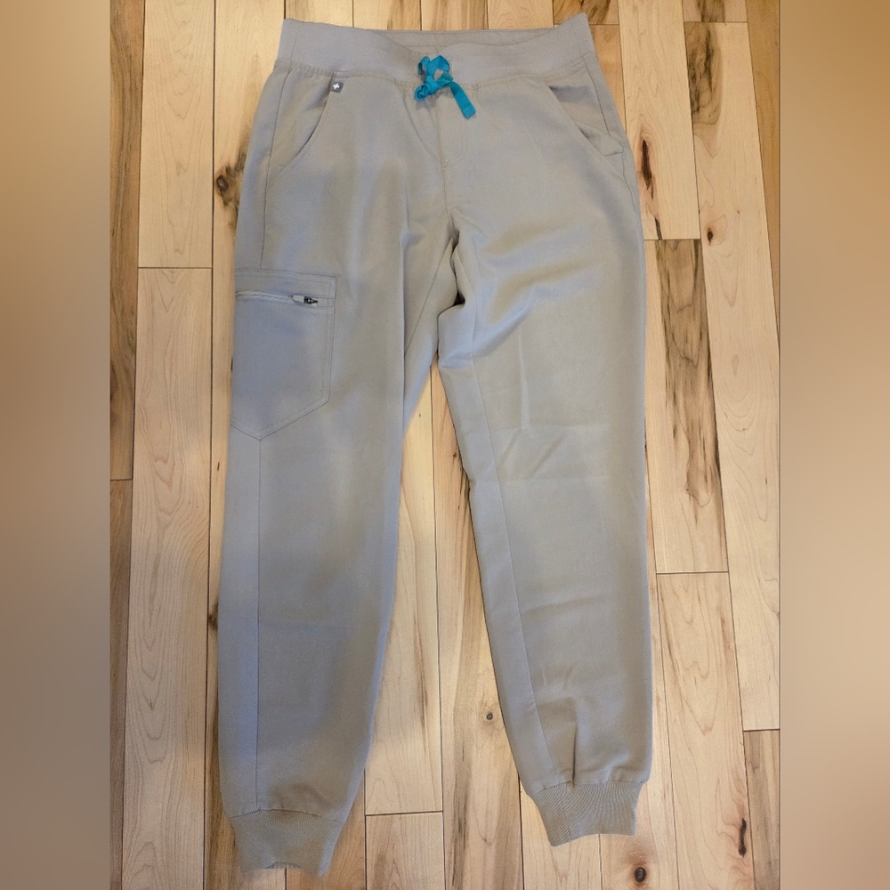Figs Khaki Pants with Blue Accent